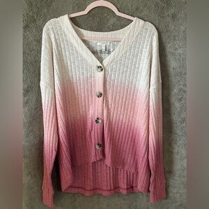 Maurices Cream and Pink Ombre Cardigan